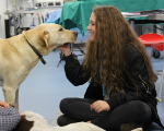 Vet student with dog