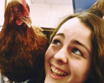 Vet student with chicken